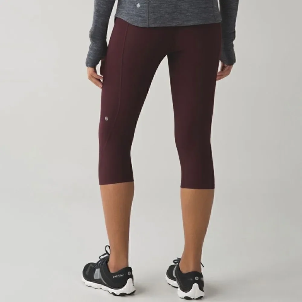 Lululemon Tight Stuff Crop in Bordeaux Drama / Raspberry